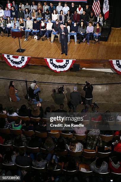 Democratic presidential candidate Sen. Bernie Sanders speaks during a forum at Roosevelt High School on January 28, 2016 in Des Moines, Iowa. The...