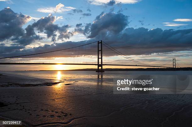 sunset over humber bridge - humber bridge stock pictures, royalty-free photos & images