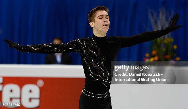 Ivan Pavlov of Ukraine performs during the Men Free Skating on day two during the ISU European Figure Skating Championships 2016 on January 28, 2016...