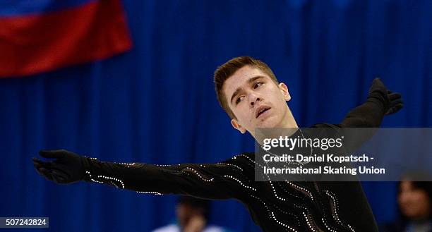 Ivan Pavlov of Ukraine performs during the Men Free Skating on day two during the ISU European Figure Skating Championships 2016 on January 28, 2016...