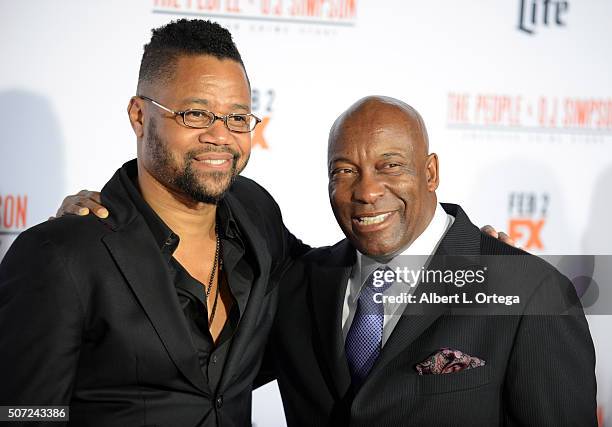 Actor Cuba Gooding Jr. And director John Singleton arrive for Premiere Of "FX's "American Crime Story - The People V. O.J. Simpson" held at Westwood...