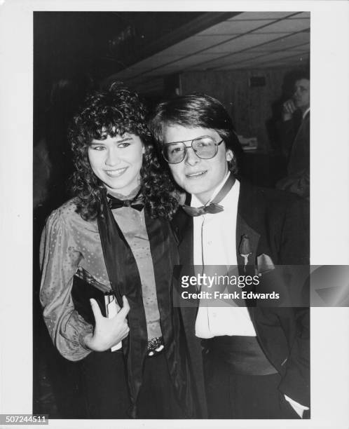 Actors Nancy McKeon and Michael J Fox, attending a tribute to director Blake Edwards and benefit for the American Cancer Charity, Beverly Hilton...