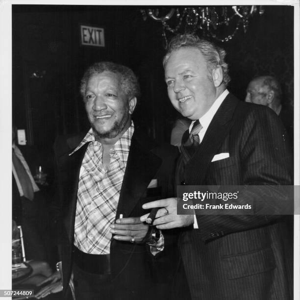 Actors Redd Foxx and Carroll O'Connor at a party for Mayor Aliotto of San Francisco, at the Beverly Wiltshire Hotel, California, September 1973.