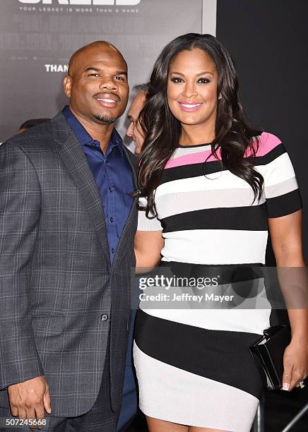 Player Curtis Conway and wife/professional boxer Laila Ali arrive at the premiere of Warner Bros. Pictures' 'Creed' at Regency Village Theatre on...