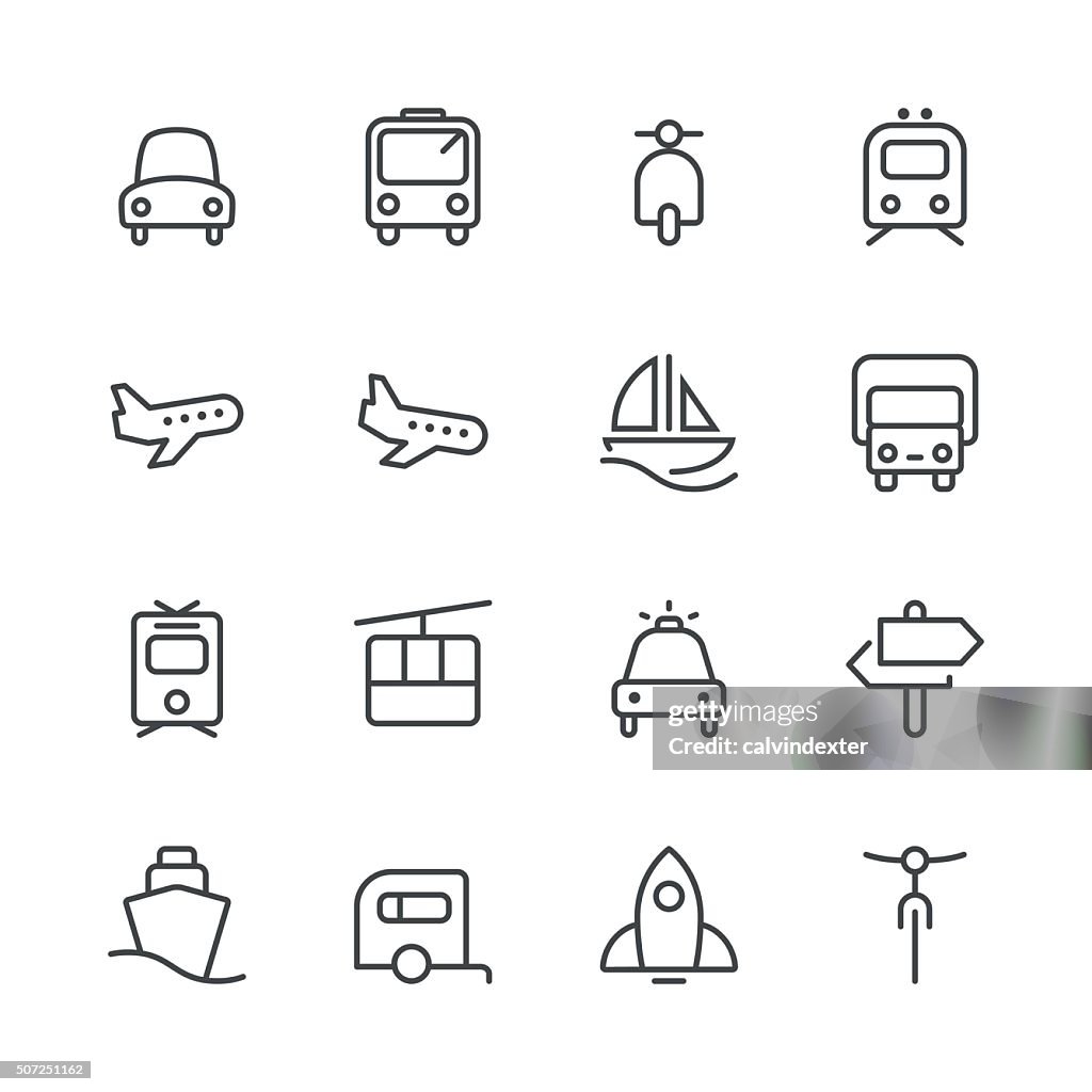 Transportation Icons set 1 | Black Line series