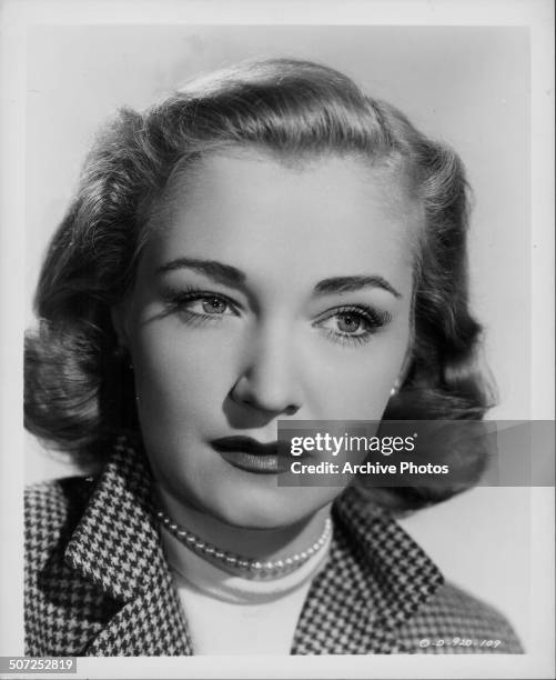 Headshot of actress Nina Foch, as she appears in the movie 'The Undercover Man', 1949.