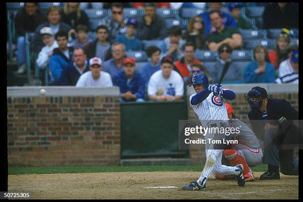 Chicago Cubs Rey Sanchez in action AB during game vs Phila. Phillies.