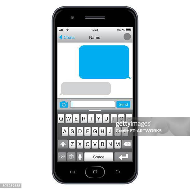 bildbanksillustrationer, clip art samt tecknat material och ikoner med vector smartphone with message screen - tangentbord