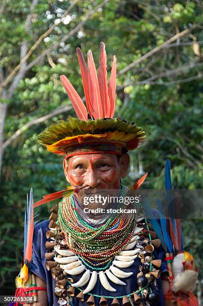 shaman in ecuador rainforest - shamans in ecuador stockfoto's en -beelden