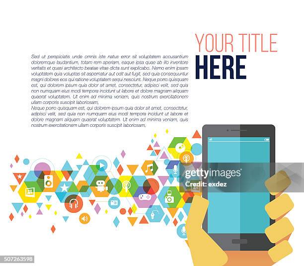 multimedia for mobile page - photo layout template stock illustrations