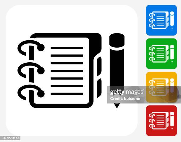 binder and pencil icon flat graphic design - red folder icon stock illustrations