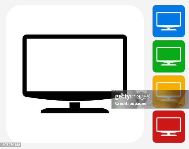 ilustrações de stock, clip art, desenhos animados e ícones de monitor ícone flat design gráfico - flat screen