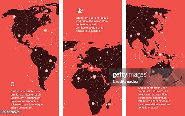 stockillustraties, clipart, cartoons en iconen met world map for brochure design - map