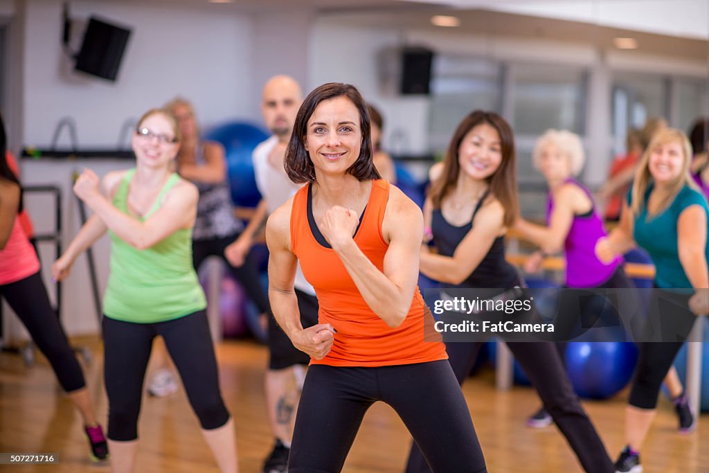 Group of Adults Doing Dance Fitness