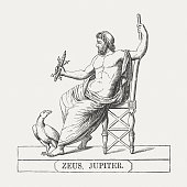 Zeus, supreme god of Greek mythology, wood engraving, published 1878