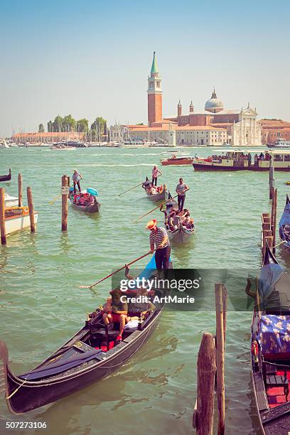 gondolas in venice - gondolier stock pictures, royalty-free photos & images