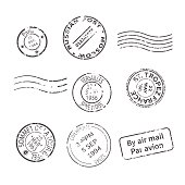 Vector set of vintage style post stamps