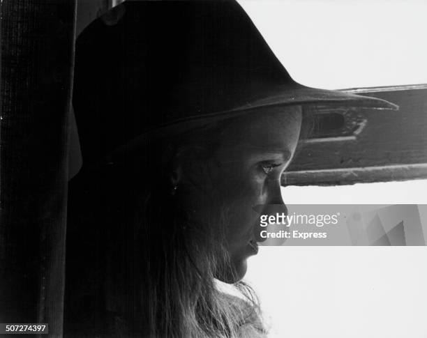 Portrait of actress Tisa Farrow, twin sister of Mia Farrow, wearing a wide brimmed hat, September 2nd 1969.