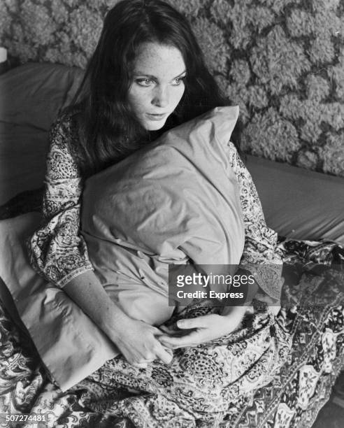 Portrait of actress Tisa Farrow, twin sister of Mia Farrow, in bed, September 2nd 1969.