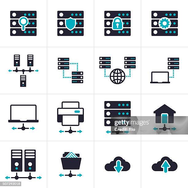 networking and server symbols and icons - deployment icon stock illustrations