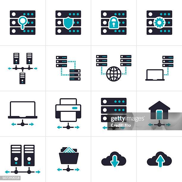 networking and server symbols and icons - server icon stock illustrations