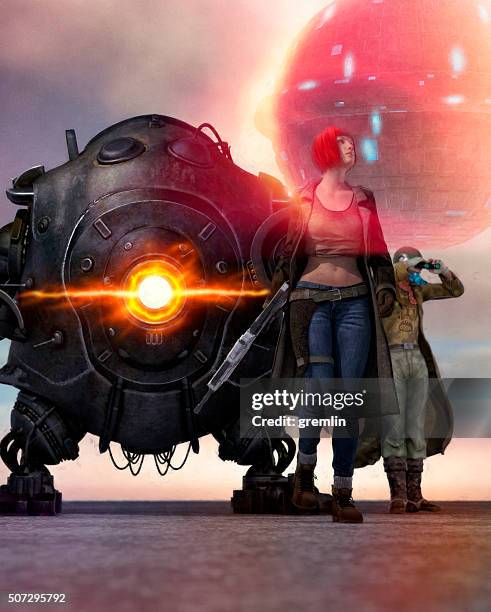 steampunk space superhero team - villain stock pictures, royalty-free photos & images