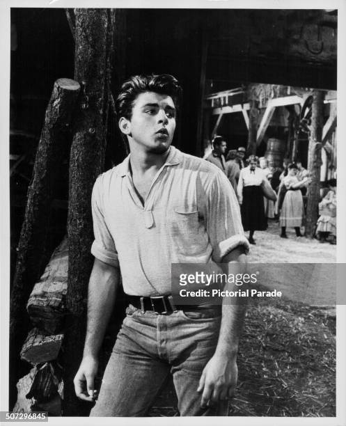 Portrait of actor Fabian Forte on a film set, circa 1960.