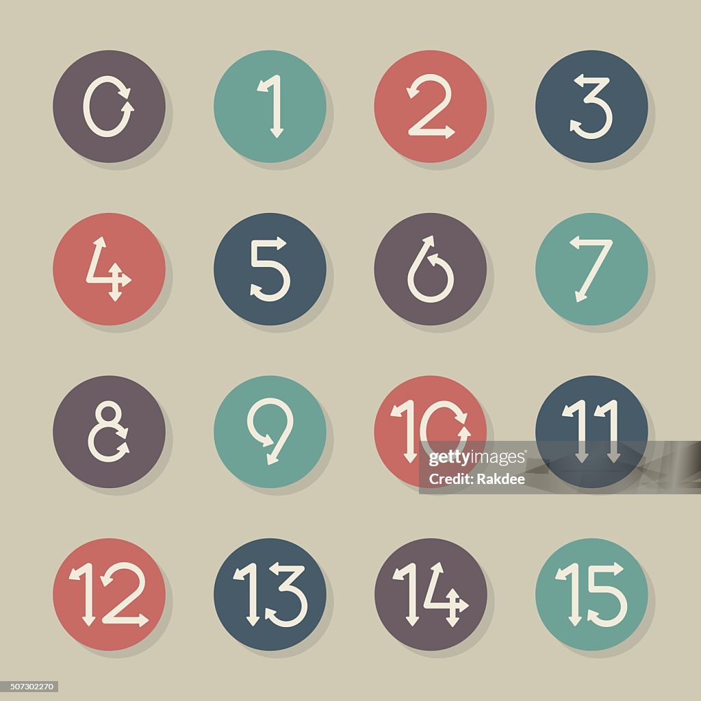 Numeric Arrow Icons - Color Circle Series