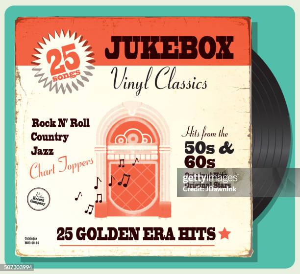 ilustrações de stock, clip art, desenhos animados e ícones de vintage desgastado oldies jukebox compilação com projeto retrô - rock'n roll
