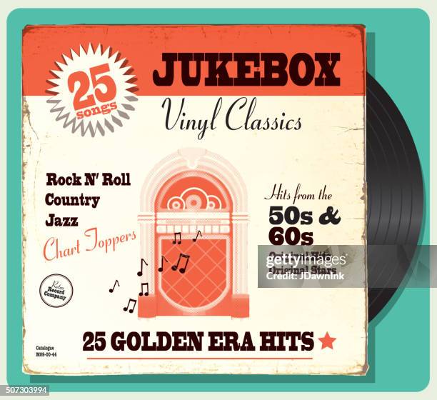 vintage worn oldies jukebox compilation with retro design - rock n roll vintage stock illustrations