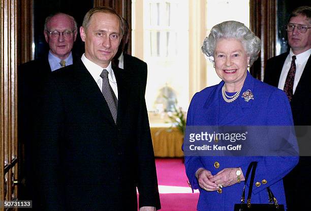 British Queen Elizabeth II receiving Russian President-elect Vladimir Putin at Windsor Castle.