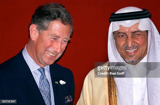 Britain's Prince Charles , Prince of Wales, w. Saudi Arabia's Prince Khalid Al-Faisal Al-Saud at launch of painting and patronage exhibition, a...