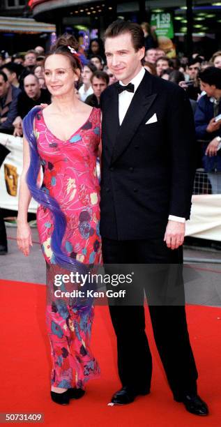 Actos Ralph Fiennes and partner Francesca Annis at the Bafta Awards, the British Oscars, at the Odeon Leicester Square.