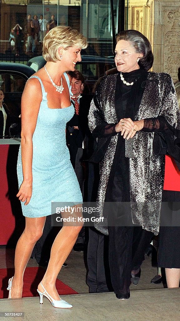 England's Princess Diana in short light blue beaded dress w. Lady ...