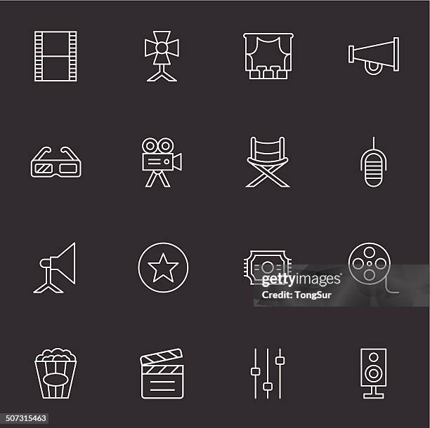 film industry icons - light white - home cinema system stock illustrations