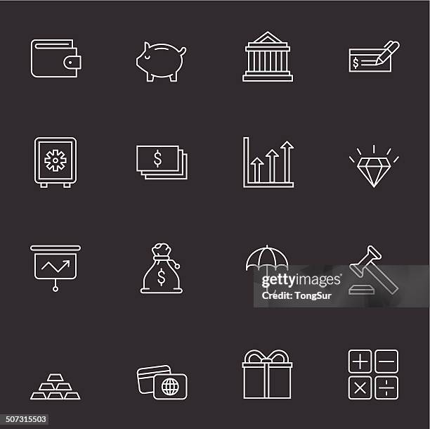 finance icons | set 2 - light white - bid stock illustrations