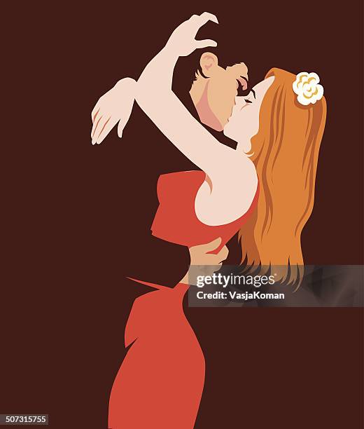 kiss - flirting stock illustrations