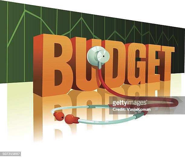 stethoscope measuring budget - government budget stock illustrations