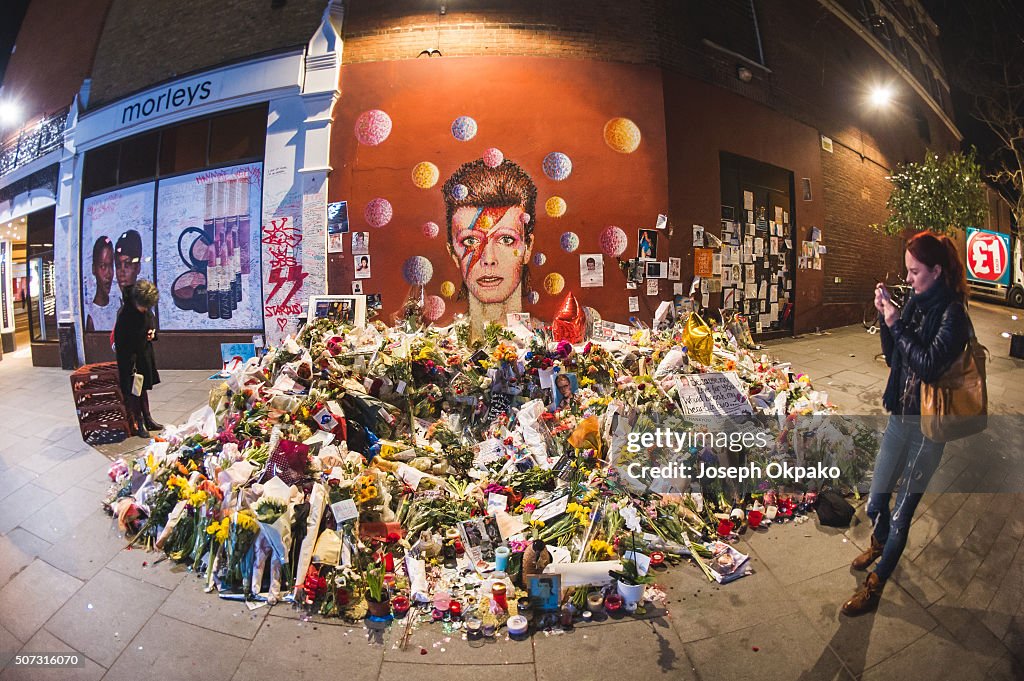 Tributes At The David Bowie Memorial Grow Two Weeks After His Death
