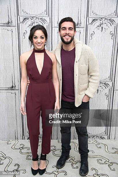 Actors Ana Villafane and Josh Segarra attend the AOL Build series to discuss the Broadway play "On Your Feet" at AOL Studios In New York on January...