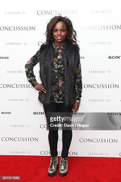 Eniola Aluko attends a special screening of "Concussion" at Ham Yard Hotel on January 28, 2016 in London, England.