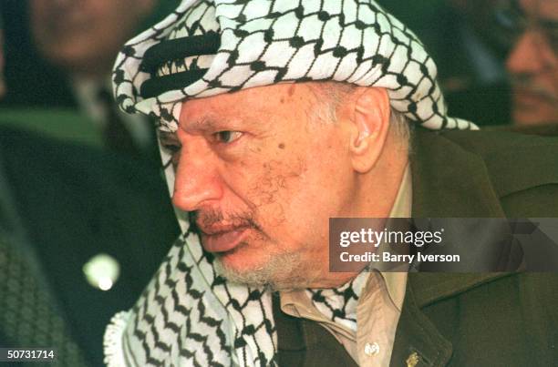 Palestinian leader Yasser Arafat in serious portrait during Arab League summit held October 21-22.