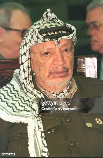 Palestinian leader Yasser Arafat in serious portrait during Arab League summit held October 21-22.