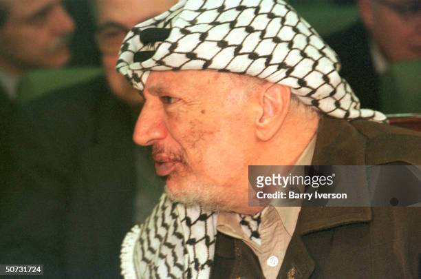 Palestinian leader Yasser Arafat in serious portrait during Arab League summit held October 21-22.