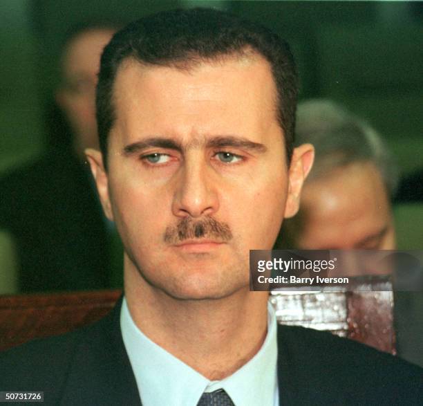 Syrian Pres. Bashar al-Assad in serious portrait during Arab League summit held October 21-22.