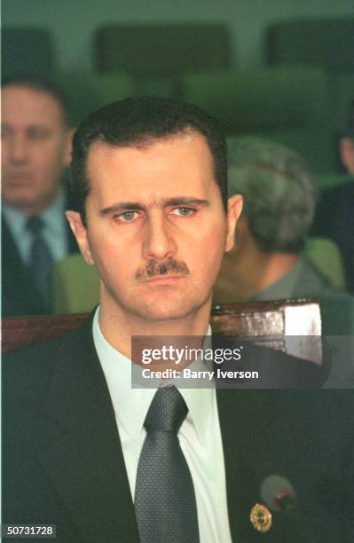 Syrian Pres. Bashar al-Assad in serious portrait during Arab League summit held October 21-22.