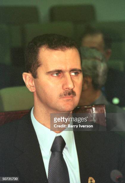 Syrian Pres. Bashar al-Assad in serious portrait during Arab League summit held October 21-22.