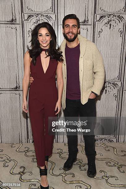 Ana Villafane and Josh Segarra attend AOL Build Presents "On Your Feet" at AOL Studios In New York on January 28, 2016 in New York City.