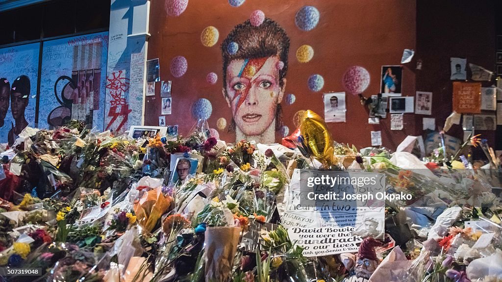 Tributes At The David Bowie Memorial Grow Two Weeks After His Death
