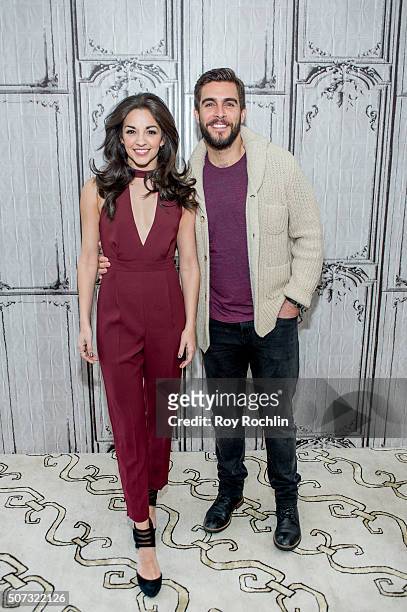 Josh Segarra and Ana Villafane discuss starring as Gloria and Emilio Estefan in the Broadway musical On Your Feet at AOL Studios In New York on...